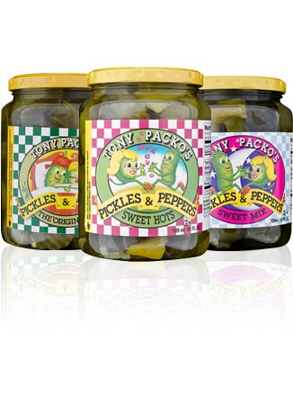 3 jars of Packo's pickles