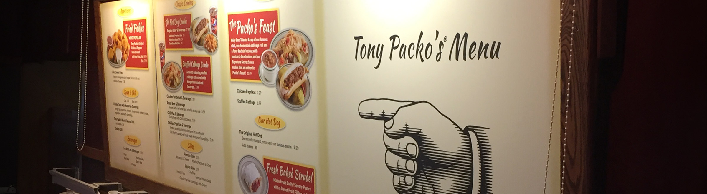 Tony Packo's Menu Board