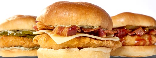 The Original Chicken Pickle Dill Aioli, The Chicken Bacon Cheddar Aioli, The Chicken BBQ Bacon